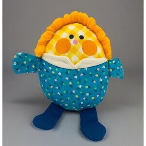 Vintage 1977 Fisher Price Toys FP Humpty Dumpty Cloth Rattle Pillow Doll #446